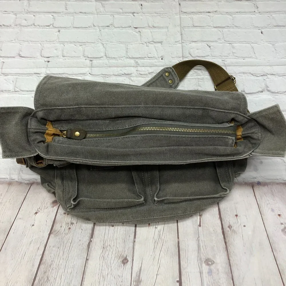 S-ZONE Camera Messenger Bag Leather Canvas DSLR Shoulder Crossbody Bag B294 -26